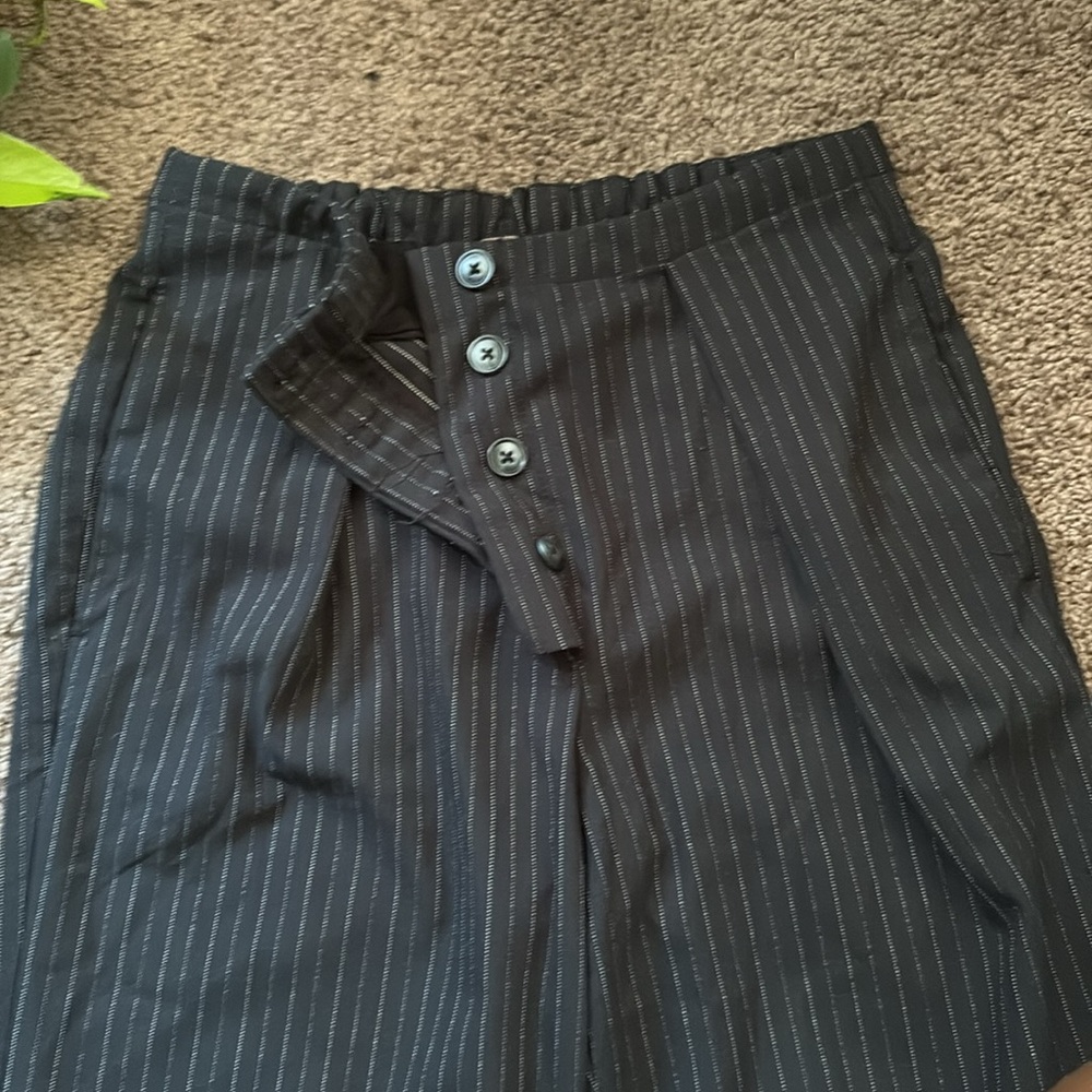 Free People Women's Black Pinstripe Pants - Picture 4 of 5